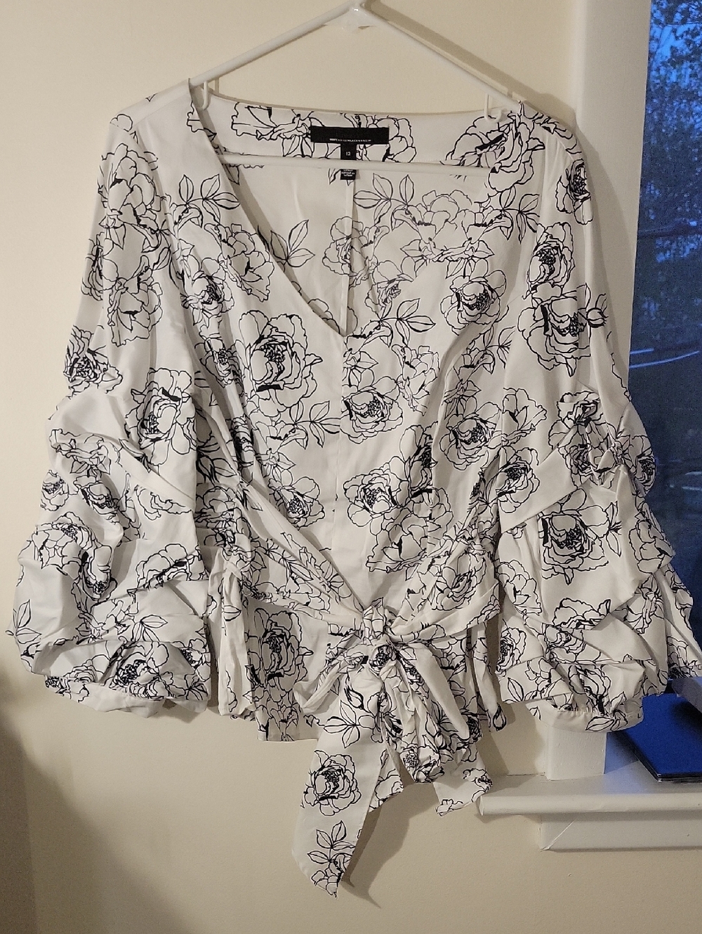 V-Neck Tie-Front Floral Blouse - White House Black Market